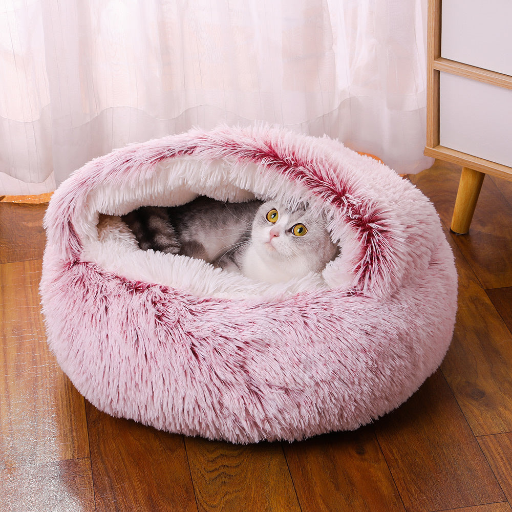 Deep Sleep Half-pack Semi-enclosed Dual-use Plush Round Pet Bed - The Pawfect Bargains
