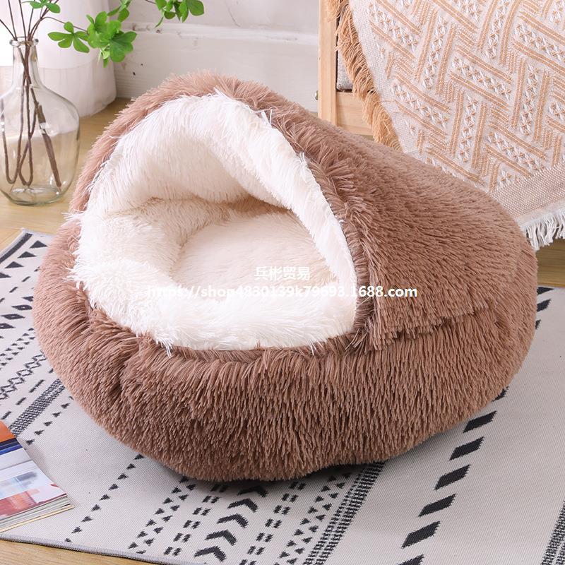 Deep Sleep Half-pack Semi-enclosed Dual-use Plush Round Pet Bed - The Pawfect Bargains