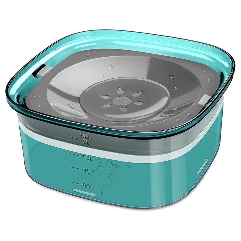 Teal food storage container with gray lid on a white background