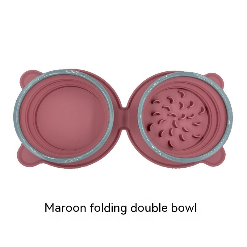 Maroon folding double bowl on a white background