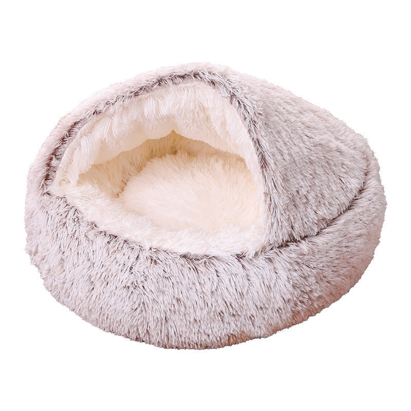 Deep Sleep Half-pack Semi-enclosed Dual-use Plush Round Pet Bed - The Pawfect Bargains