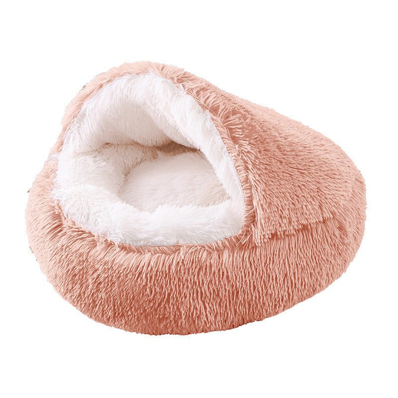 Deep Sleep Half-pack Semi-enclosed Dual-use Plush Round Pet Bed - The Pawfect Bargains