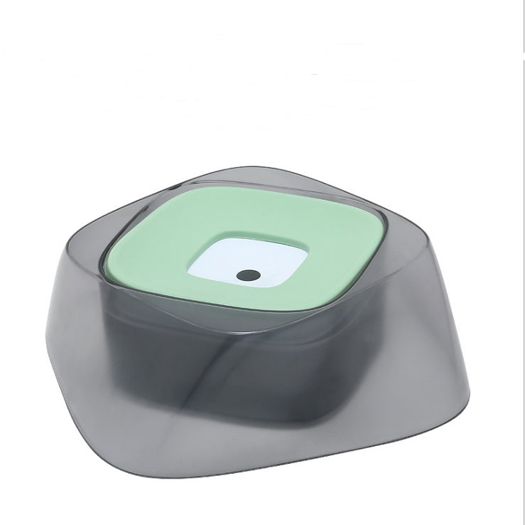 Gray and green pet water feeder on a white background