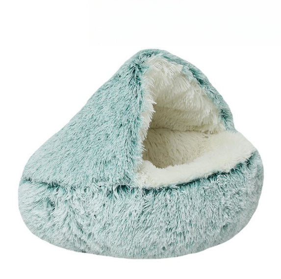Deep Sleep Half-pack Semi-enclosed Dual-use Plush Round Pet Bed - The Pawfect Bargains