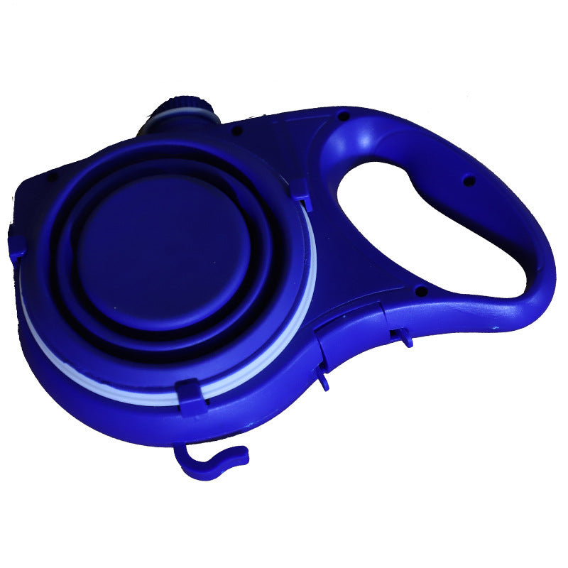 Blue pet leash retractable handle on a white background