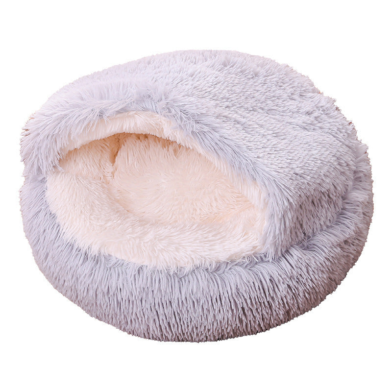 Deep Sleep Half-pack Semi-enclosed Dual-use Plush Round Pet Bed - The Pawfect Bargains