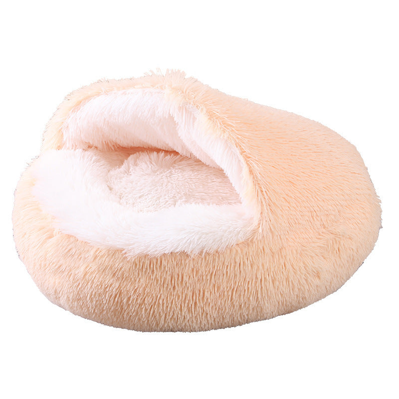 Deep Sleep Half-pack Semi-enclosed Dual-use Plush Round Pet Bed - The Pawfect Bargains