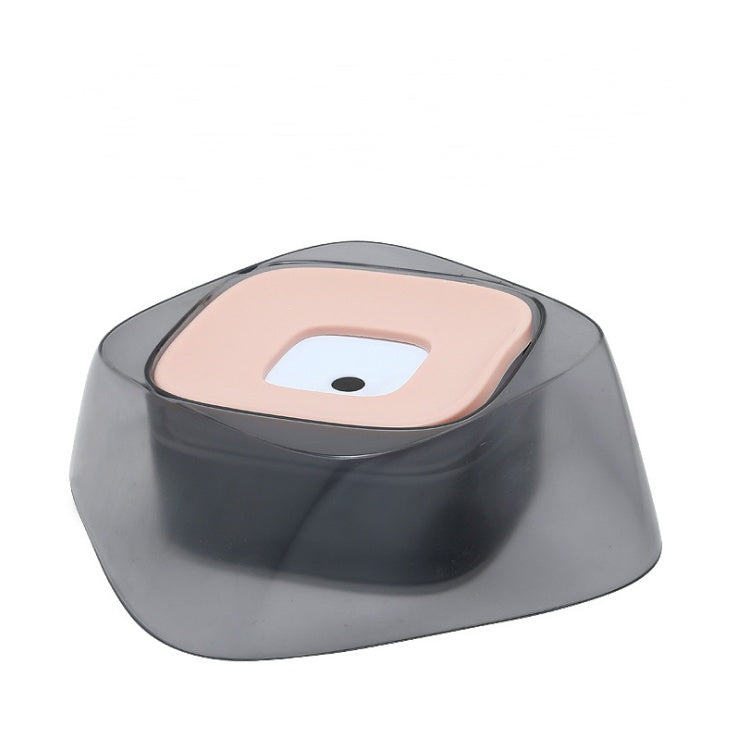 Gray and pink pet water feeder on a white background