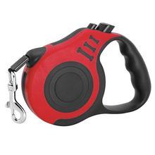 Red and black retractable dog leash on a white background
