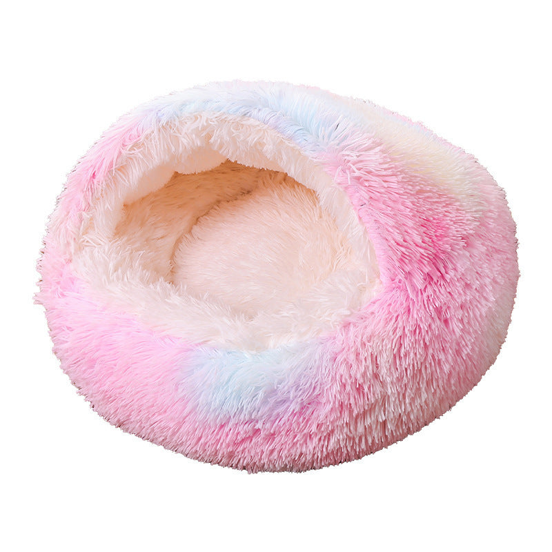 Deep Sleep Half-pack Semi-enclosed Dual-use Plush Round Pet Bed - The Pawfect Bargains