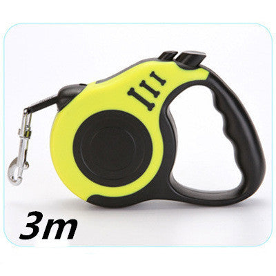 Yellow and black retractable dog leash with '3m' label on a white background