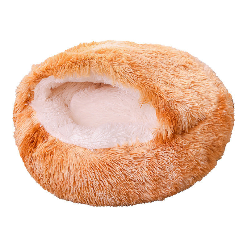 Deep Sleep Half-pack Semi-enclosed Dual-use Plush Round Pet Bed - The Pawfect Bargains