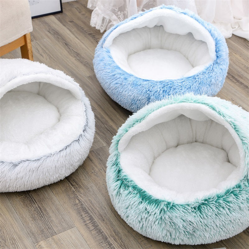 Deep Sleep Half-pack Semi-enclosed Dual-use Plush Round Pet Bed - The Pawfect Bargains