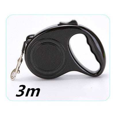 Black retractable dog leash with 3m label on a white background