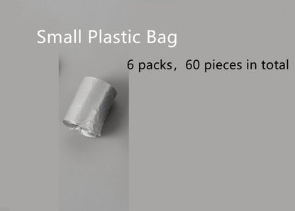 Roll of small plastic bags with text indicating quantity on a gray background