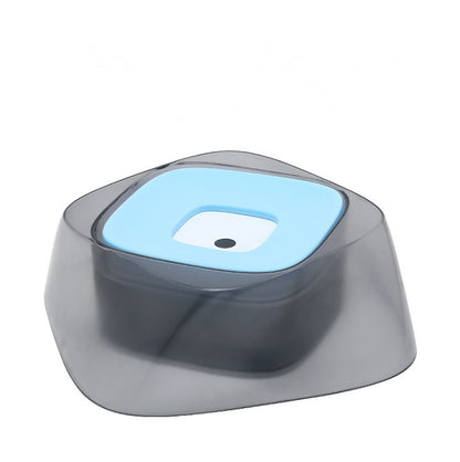 Pet Water feeder with a blue seat and gray base on a white background