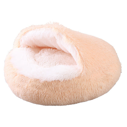 Deep Sleep Half-pack Semi-enclosed Dual-use Plush Round Pet Bed - The Pawfect Bargains