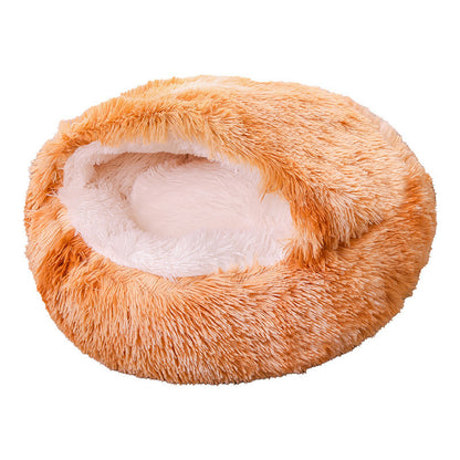 Deep Sleep Half-pack Semi-enclosed Dual-use Plush Round Pet Bed - The Pawfect Bargains
