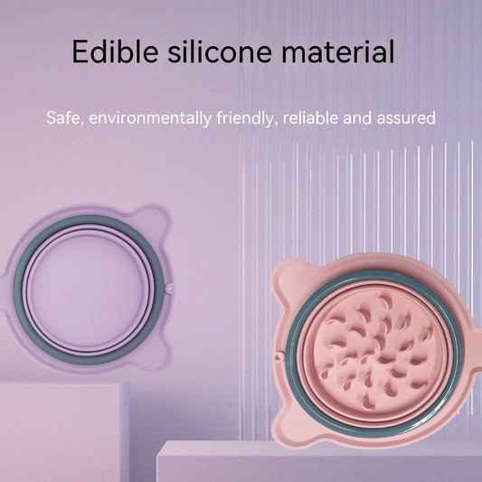 Edible silicone material product with text on a light purple background