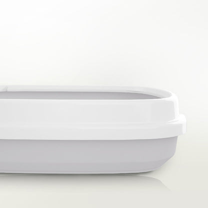 White rectangular container on a light gray background